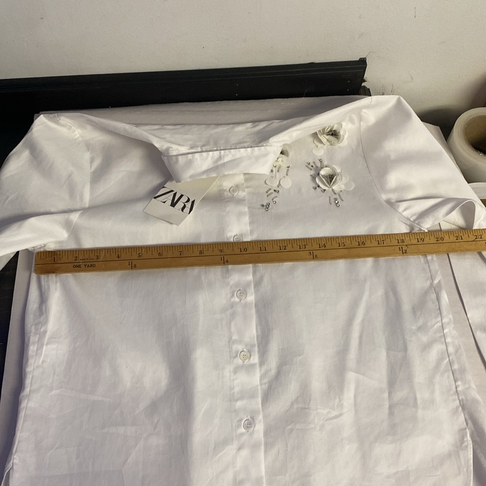 Zara JEWEL FLOWER SHIRT ZW COLLECTION Size S - Picture 14 of 15